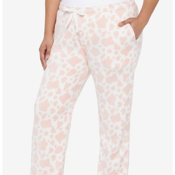 Pink Cow Fuzzy Pajama Pants - Picture 1 of 3